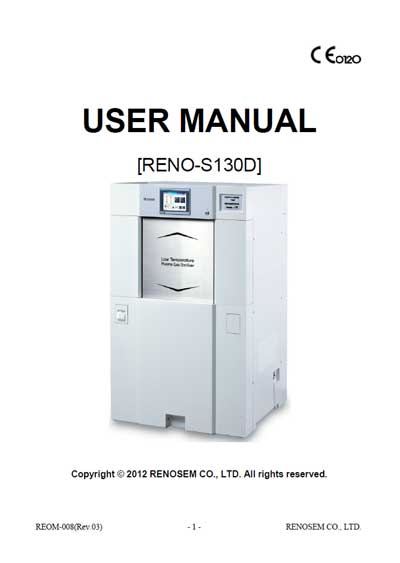 Инструкция пользователя, User manual на Стерилизаторы RENO-S130D (Renosem)