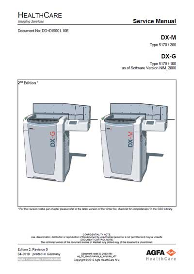 Сервисная инструкция, Service manual на Рентген Дигитайзер DX-M, DX-G