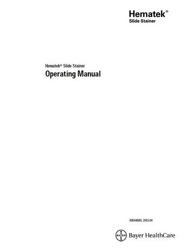 Инструкция по эксплуатации, Operation (Instruction) manual на Лаборатория Hematek Slide Stainer