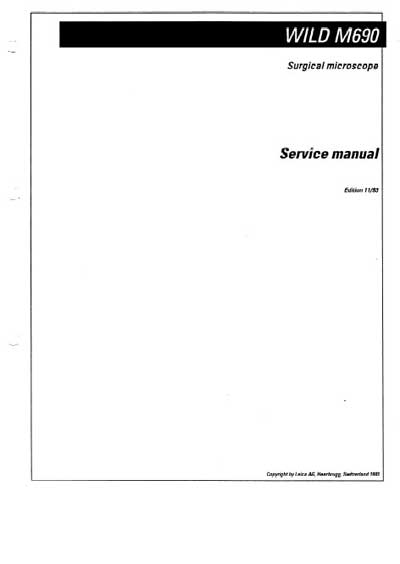 Сервисная инструкция, Service manual на Лаборатория-Микроскоп Wild M690