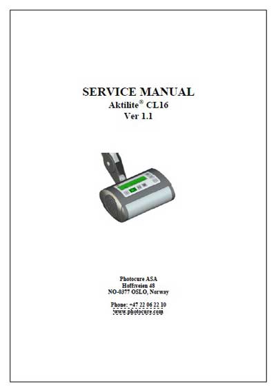 Сервисная инструкция Service manual на Лампа для фототерапии Aktilite CL16 [---]