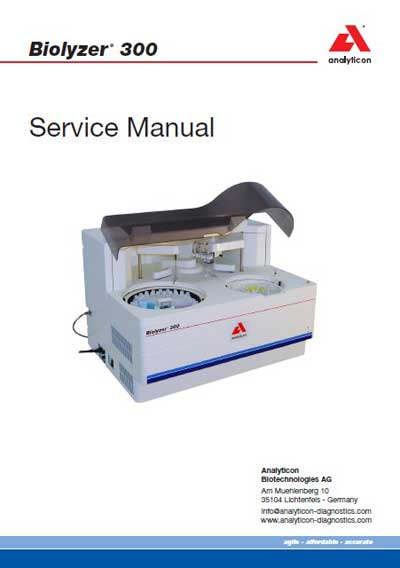 Сервисная инструкция Service manual на Biolyzer 300 (Analyticon) [---]