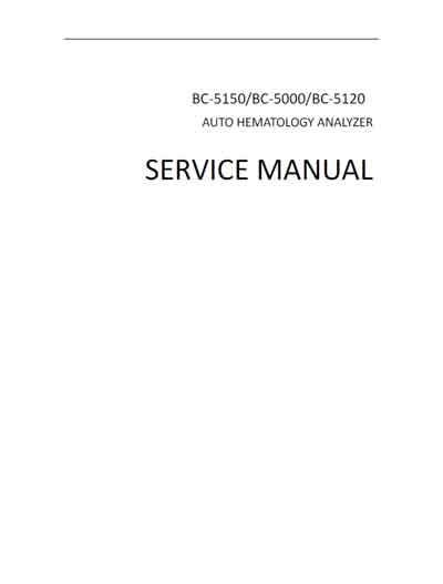 Сервисная инструкция, Service manual на Анализаторы BC-5000, BC-5120, BC-5150
