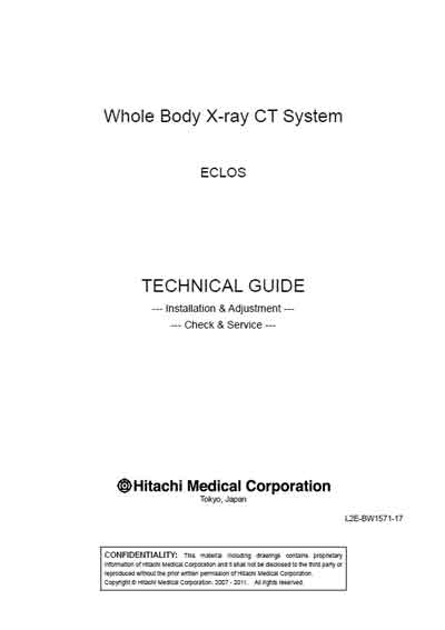 Техническая документация, Technical Documentation/Manual на Томограф Eclos 16