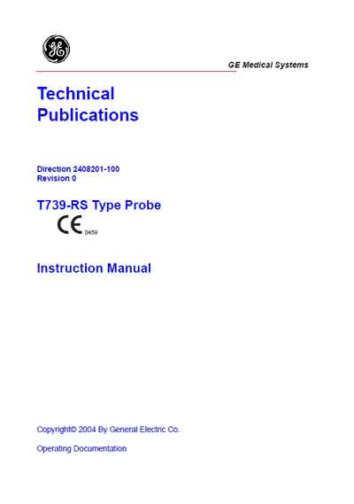 Техническое руководство Technical manual на Зонд УЗИ T739-RS Type Probe [General Electric]