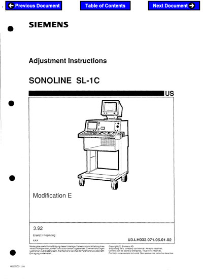 Техническое руководство Technical manual на Sonoline SL-1C [Siemens]