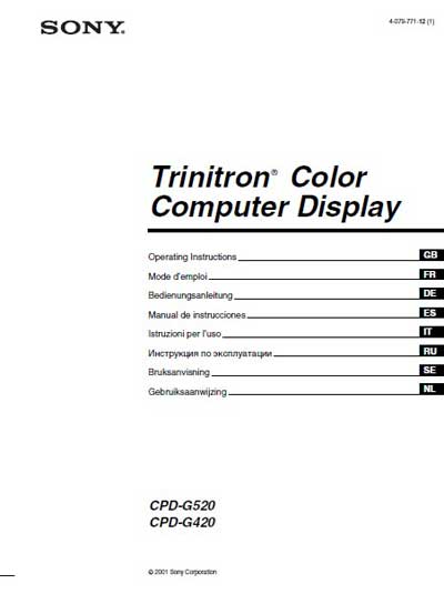 Инструкция оператора Operator manual на Дисплей CPD-G520 CPD-G420 [Sony]
