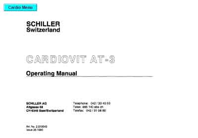 Инструкция по эксплуатации Operation (Instruction) manual на Cardiovit AT-3 [Schiller]