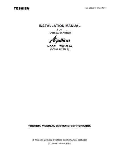 Инструкция по установке, Installation Manual на Томограф Aquilion TSX-201A