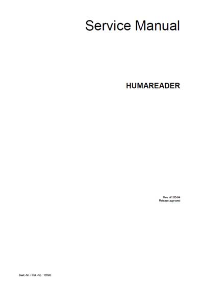 Сервисная инструкция, Service manual на Анализаторы Humareader