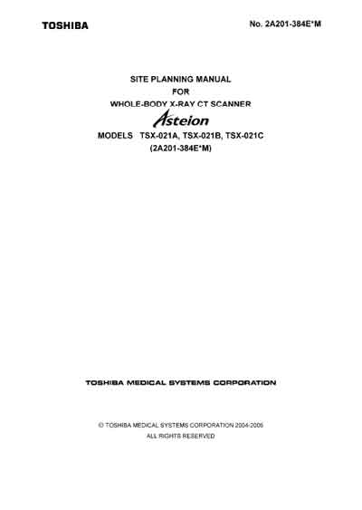 Техническая документация, Technical Documentation/Manual на Томограф Asteion TSX-021A,B,C (Site Planning Manual)