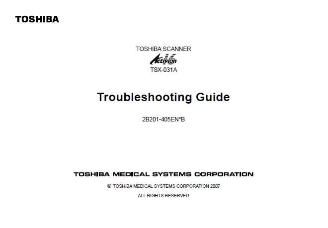 Инструкция, руководство по ремонту, Repair Instructions на Томограф Activion 16 TSX-031A (Troubleshooting Guide)