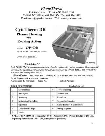 Инструкция пользователя, User manual на Разное CytoTherm-DR (PhotoTherm)