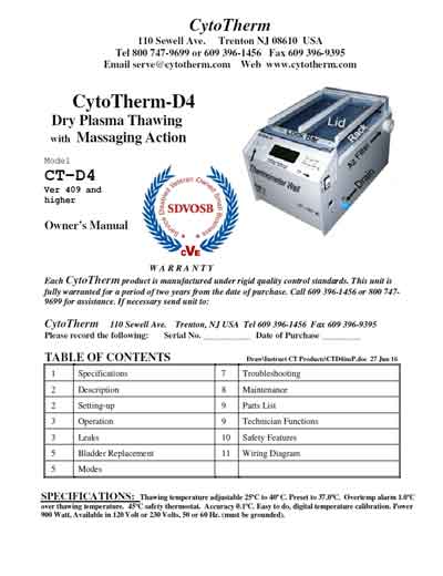 Инструкция пользователя User manual на CytoTherm-D4 [---]