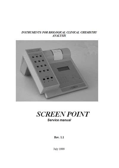 Сервисная инструкция, Service manual на Анализаторы-Фотометр Screen Point (code, description)
