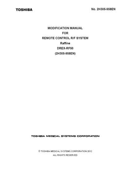 Инструкция по установке, Installation Manual на Рентген Raffine (Modification Manual)