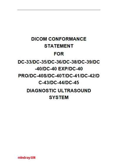 Техническая документация Technical Documentation/Manual на DC-33, 35, 36, 38, 39, 40, 41, 42, 43, 44, 45 Dicom conformance statement [Mindray]