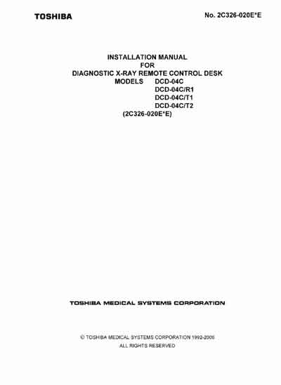 Инструкция по установке, Installation Manual на Рентген DCD-04C Models