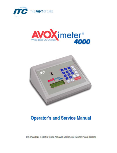 Эксплуатационная и сервисная документация, Operating and Service Documentation на Анализаторы AVOXimeter 4000 (ITC)