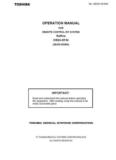 Инструкция по эксплуатации Operation (Instruction) manual на Raffine DREX-PF50 (Remote control R/F system) [Toshiba]