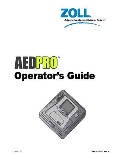 Руководство оператора Operators Guide на Дефибриллятор AED Pro [Zoll]
