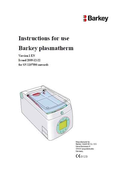 Инструкция оператора Operator manual на Barkey Plasmatherm (Ver. 1) [---]