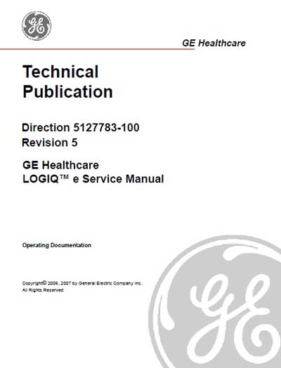 Сервисная инструкция Service manual на Logiq e [General Electric]