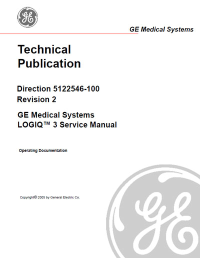 Сервисная инструкция Service manual на Logiq 3 [General Electric]