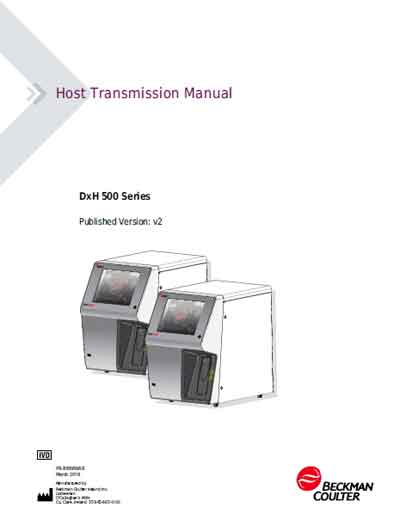 Техническая документация Technical Documentation/Manual на DxH 500 Series (Host Transmission Manual) [Beckman Coulter]