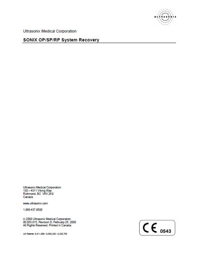 Техническая документация Technical Documentation/Manual на Sonix OP/SP/RP (System_Recovery) [Ultrasonix]