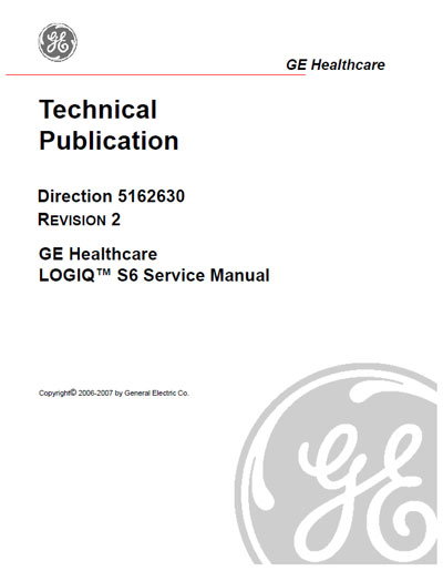 Сервисная инструкция Service manual на Logiq S6 [General Electric]