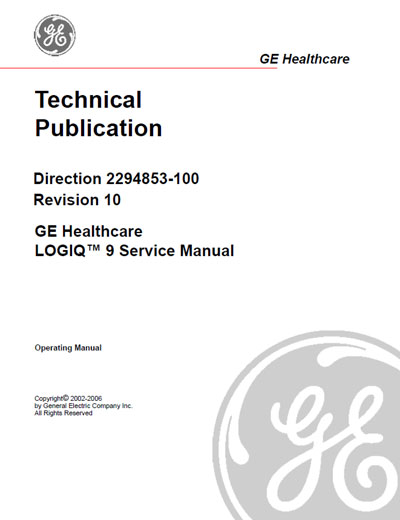 Сервисная инструкция, Service manual на Диагностика-УЗИ Logiq 9 Rev. 10