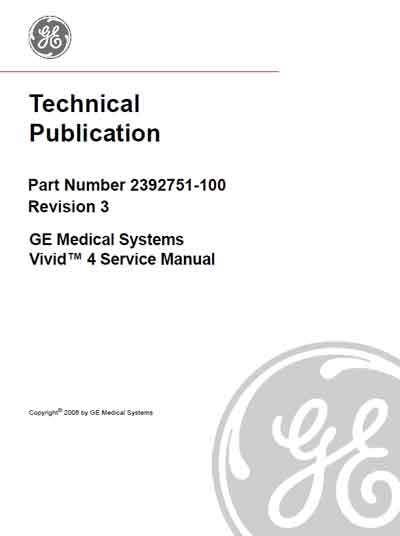 Сервисная инструкция, Service manual на Диагностика-УЗИ Vivid 4