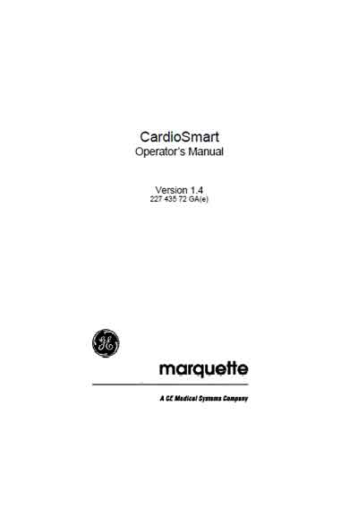 Инструкция оператора Operator manual на CardioSmart v.1.4 (Marquette) [General Electric]