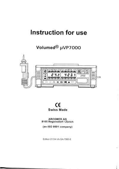 Инструкция пользователя User manual на Инфузомат Volumed μVP7000 [Arcomed AG]