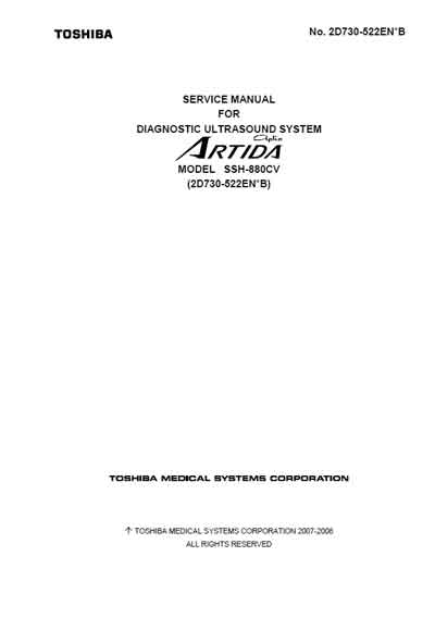 Сервисная инструкция, Service manual на Диагностика-УЗИ Artida (Model: SSH-880CV)