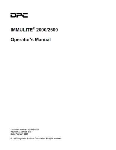 Инструкция оператора, Operator manual на Анализаторы Immulite 2000, 2500