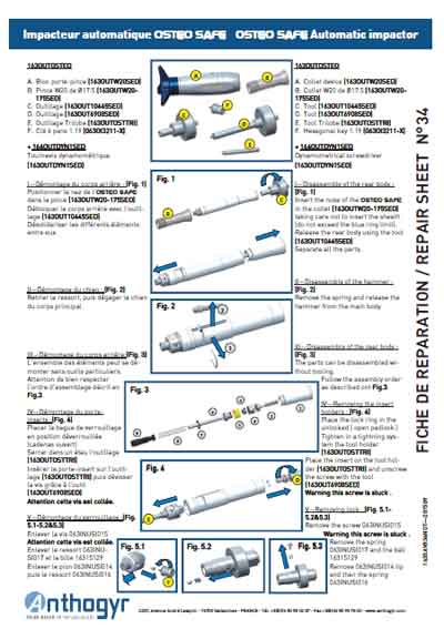 Инструкция, руководство по ремонту, Repair Instructions на Стоматология Osteo Safe - Automatic impactor
