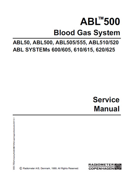 Сервисная инструкция Service manual на ABL 500 (50,500,505-555,510-520,600-605,610-615,620-625) [Radiometer]