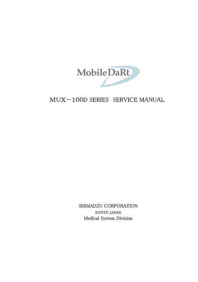 Сервисная инструкция, Service manual на Рентген Mobile DaRt MUX-100D