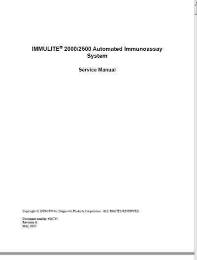 Сервисная инструкция, Service manual на Анализаторы Immulite 2000, 2500