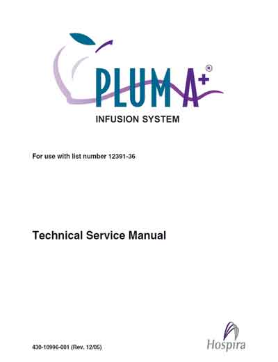 Сервисная инструкция Service manual на Инфузомат  Plum A+ (Hospira) [---]