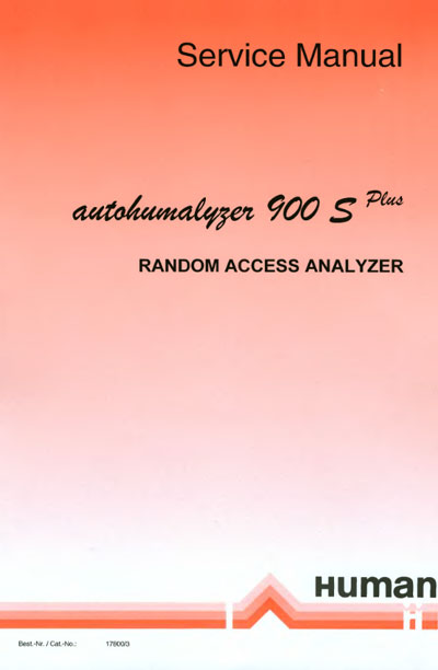 Сервисная инструкция Service manual на Autohumalyzer 900S Plus [Human]