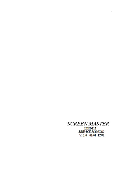 Сервисная инструкция Service manual на Screen Master (LIHD113) [Hospitex Diagnostics]