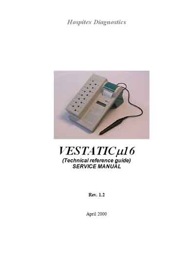 Сервисная инструкция Service manual на Vestatic m16 [Hospitex Diagnostics]