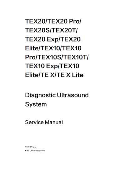 Сервисная инструкция, Service manual на Диагностика-УЗИ TEX20, TEX10 (Ver. 2.0)