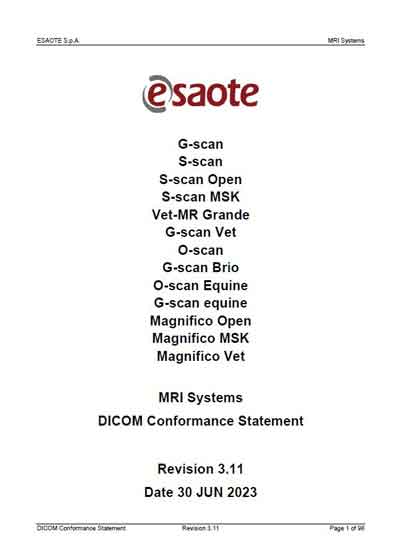 Техническая документация Technical Documentation/Manual на G-scan, S-scan, O-scan, Vet-MR Magnifico (MRI Systems, DICOM) [Esaote]