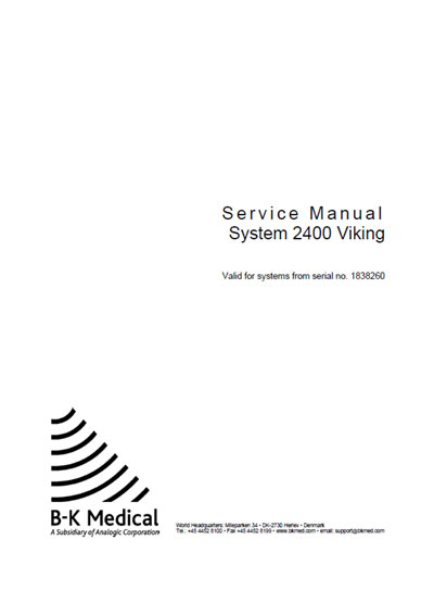 Сервисная инструкция, Service manual на Диагностика-УЗИ System 2400 Viking