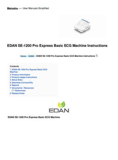 Инструкция пользователя User manual на SE-1200 Pro Express Basic [Edan]