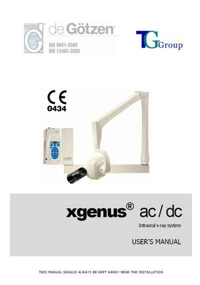 Инструкция пользователя, User manual на Рентген Рентген дентальный Intraoral x-ray system XGenus AC/DC